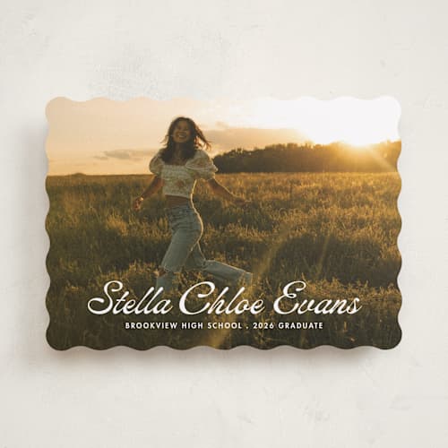This is a cloud graduation announcements with standard by Lea Delaveris called days gone by printing on recycled smooth signature in standard