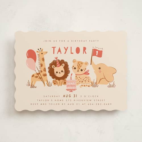 This is a poppy kids birthday invitations with standard by Vivian Yiwing called it's a party printing on signature in standard
