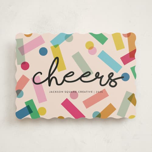 This is a rainbow business holiday cards with standard by Morgan Kendall called confetti printing on signature in standard