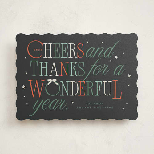 This is a coal business holiday cards with standard by Hannah Williams called colorful cheers printing on signature in standard