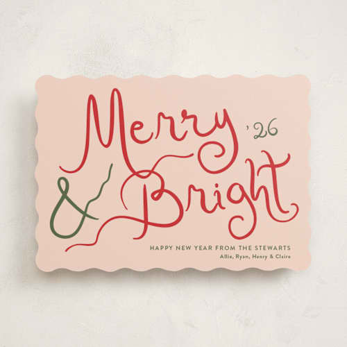 This is a candied grapefruit non photo holiday cards with standard by Megan Davis called winter bright printing on signature in standard