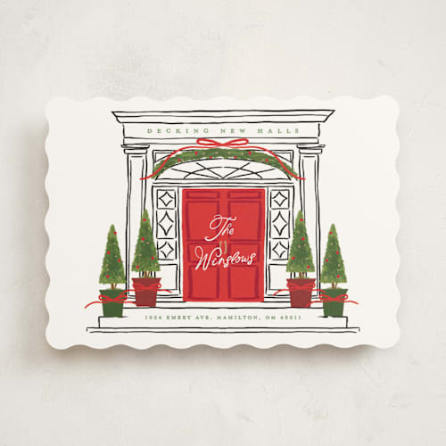 This is a candied apple non photo holiday cards with standard by Susan Zinader called new front door printing on signature in standard