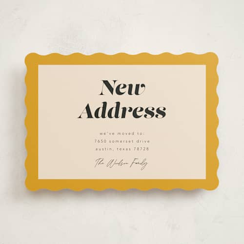 This is a sunflower moving announcements with standard by Morgan Kendall called label printing on signature in standard