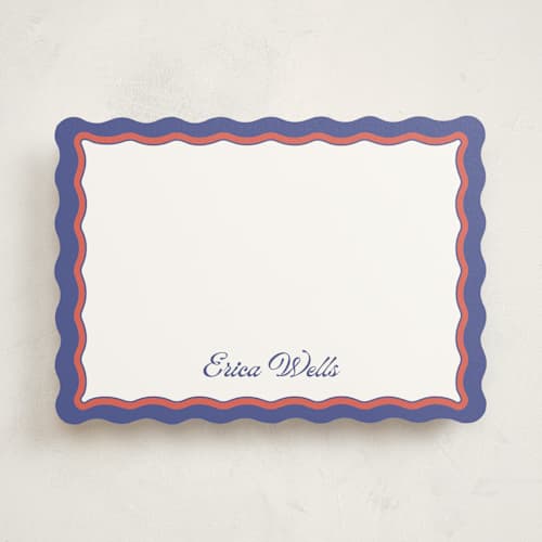 This is a ocean personalized stationery thank you cards with standard by Becky Nimoy called wavy two tone printing on signature in 5x7