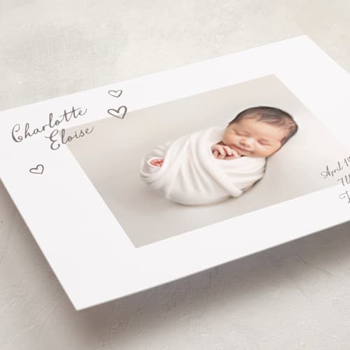 This is a sand grand birth announcements with standard by Pixel and Hank called written printing on recycled smooth signature in grand