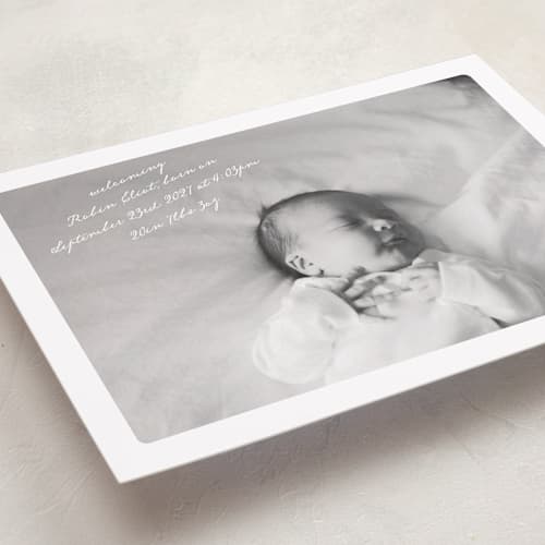 This is a january grand birth announcements with standard by Claudia Orengo called love voucher printing on recycled smooth signature in grand