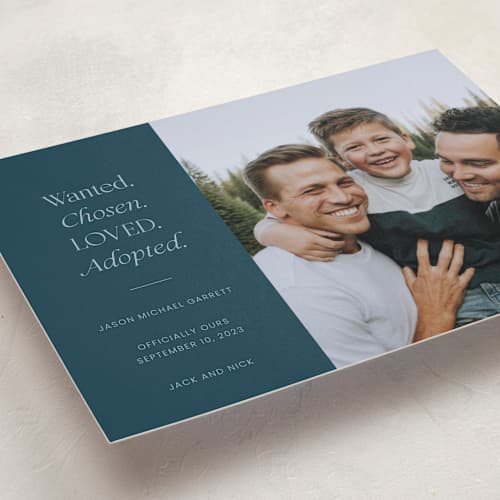 This is a jade grand birth announcements with standard by That Girl Press called favorite things printing on recycled smooth signature in grand