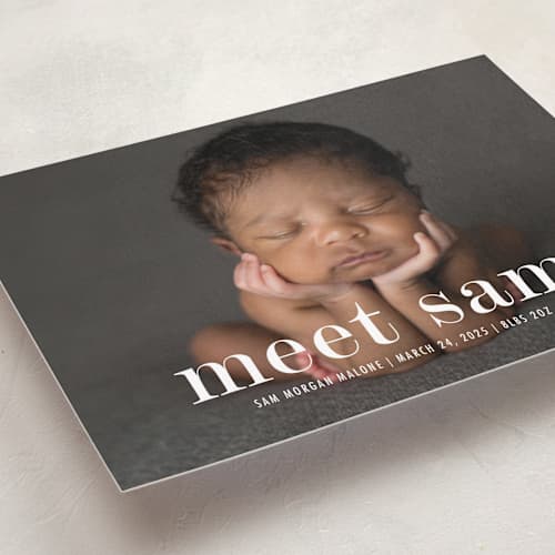 This is a cloud grand birth announcements with standard by Up Up Creative called meeting printing on recycled smooth signature in grand