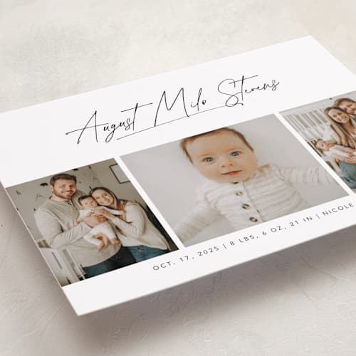 This is a cloud grand birth announcements with standard by Lea Delaveris called me times three printing on recycled smooth signature in grand