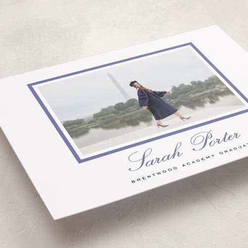 This is a indigo graduation announcements with standard by Sara Hicks Malone called longwood printing on recycled smooth signature in grand