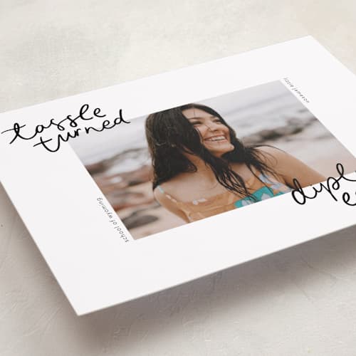 This is a noir graduation announcements with standard by Abbigail Lim called tassel turned, diploma earned printing on recycled smooth signature in grand