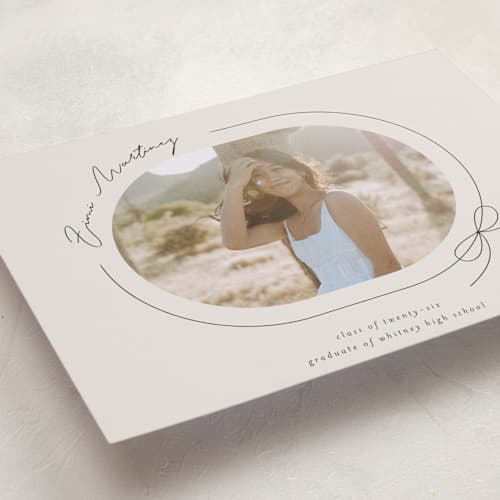 This is a latte graduation announcements with standard by Blustery August called etna printing on recycled smooth signature in grand