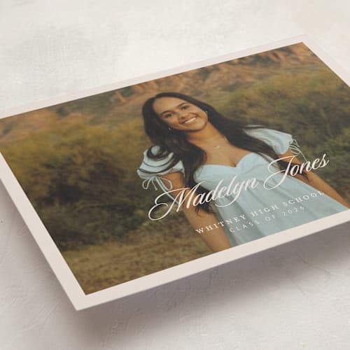 This is a sand graduation announcements with standard by Megan Cash called fluid printing on recycled smooth signature in grand