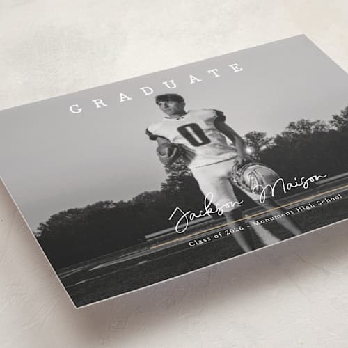 This is a snow graduation announcements with standard by Kaydi Bishop called balance printing on recycled smooth signature in grand