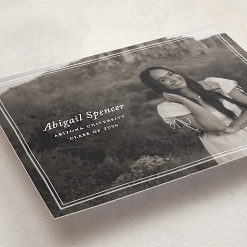 This is a cream graduation announcements with standard by Ellen Schlegelmilch called abigail printing on recycled smooth signature in grand