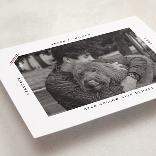 This is a coal graduation announcements with standard by Claudia Orengo called color stripes printing on recycled smooth signature in grand