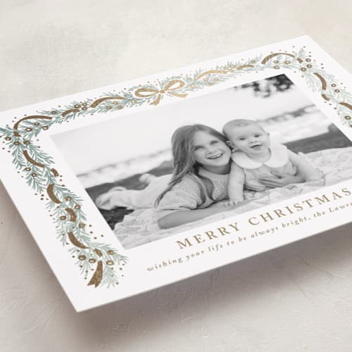This is a snowflake foil stamped holiday cards with foil pressed by Petra Kern called timeless printing on recycled smooth signature in grand