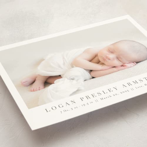 This is a fawn grand birth announcements with standard by Megan Davis called menil printing on signature in grand