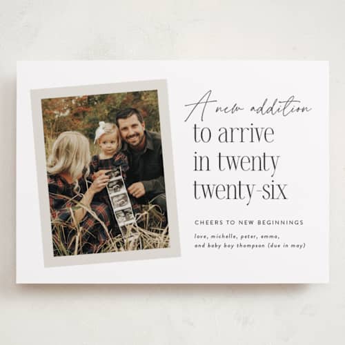 This is a winter babys first christmas with standard by Heather Schertzer called new addition printing on recycled smooth signature in grand