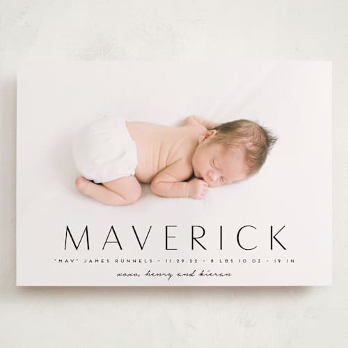 This is a ebony grand birth announcements with standard by Kaydi Bishop called straight forward printing on recycled smooth signature in grand