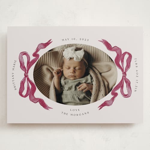 This is a berry grand birth announcements with standard by Pati Cascino called gibson printing on recycled smooth signature in grand
