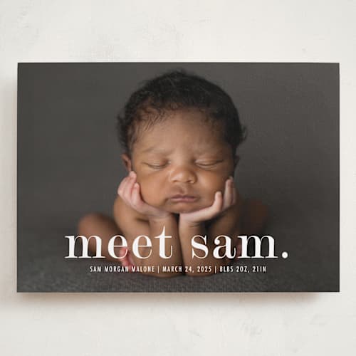 This is a cloud grand birth announcements with standard by Up Up Creative called meeting printing on recycled smooth signature in grand