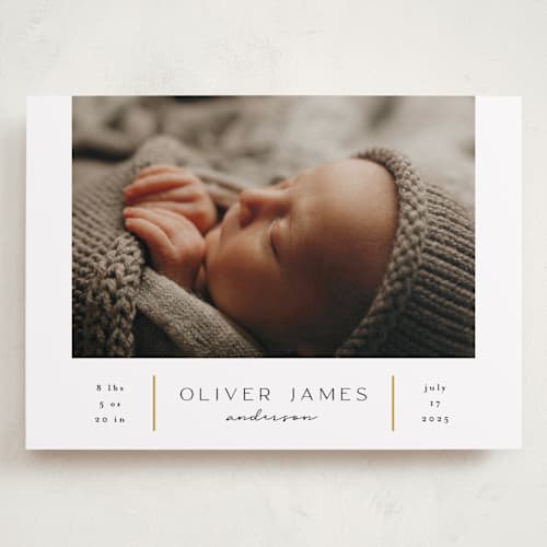 This is a cotton grand birth announcements with standard by Iveta Angelova called new day printing on recycled smooth signature in grand