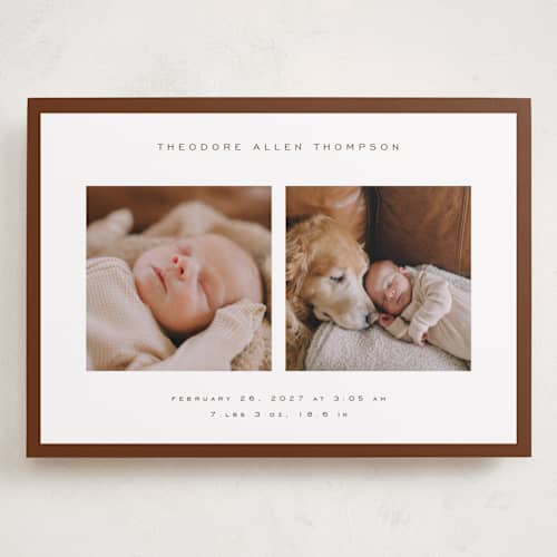 This is a hickory grand birth announcements with standard by Juneau Designs called pure love printing on recycled smooth signature in grand