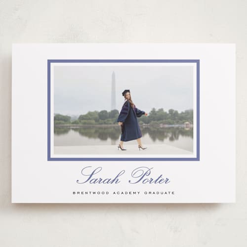 This is a indigo graduation announcements with standard by Sara Hicks Malone called longwood printing on recycled smooth signature in grand