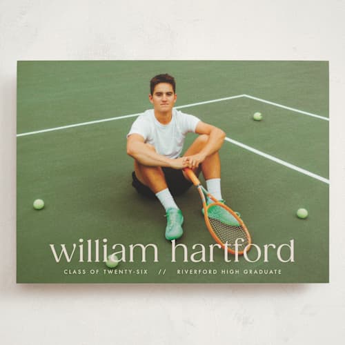 This is a silk graduation announcements with standard by Ellen Schlegelmilch called hartford printing on recycled smooth signature in grand