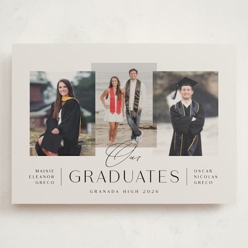 This is a clay graduation announcements with standard by Olivia Raufman called our grads printing on recycled smooth signature in grand