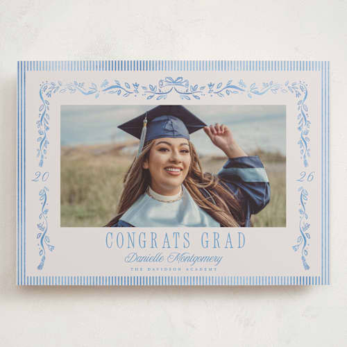 This is a sky graduation announcements with standard by Petra Kern called hats down printing on recycled smooth signature in grand