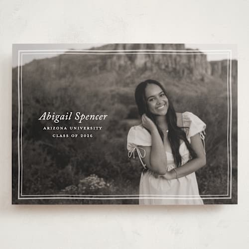 This is a cream graduation announcements with standard by Ellen Schlegelmilch called abigail printing on recycled smooth signature in grand