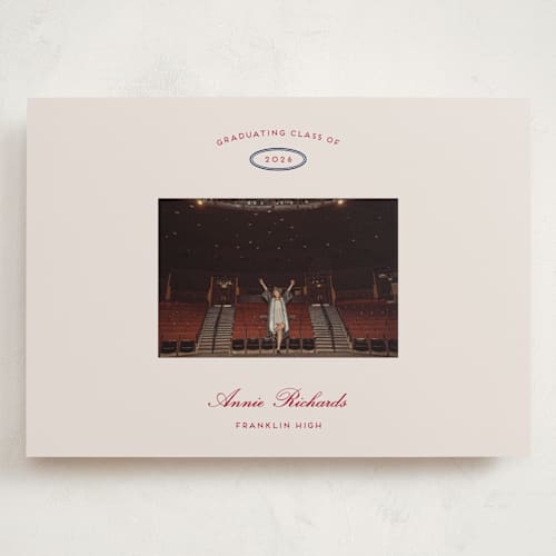 This is a sand graduation announcements with standard by Rachel Cassel called the single photo printing on recycled smooth signature in grand