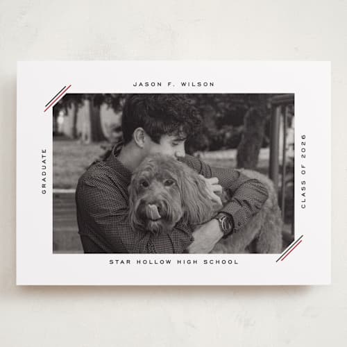 This is a coal graduation announcements with standard by Claudia Orengo called color stripes printing on recycled smooth signature in grand