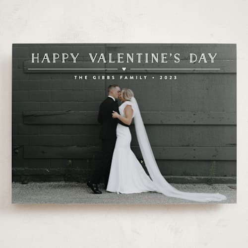 This is a snowfall valentines day with standard by Carolyn MacLaren called height of happiness printing on recycled smooth signature in grand