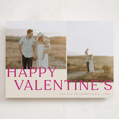 This is a fuchsia valentines day with standard by Brianne Larsen called levels printing on recycled smooth signature in grand