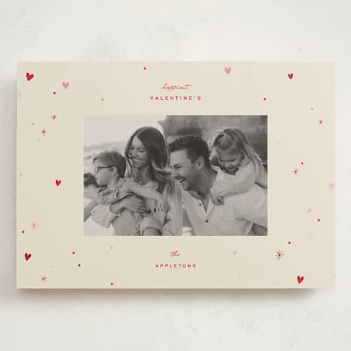 This is a cream valentines day with standard by Ellen Schlegelmilch called twinkling hearts printing on recycled smooth signature in grand