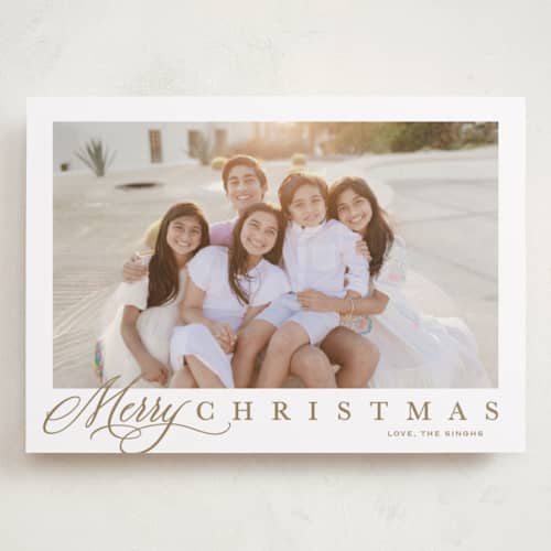 This is a honey holiday photo cards with standard by Carolyn MacLaren called footnote printing on recycled smooth signature in grand
