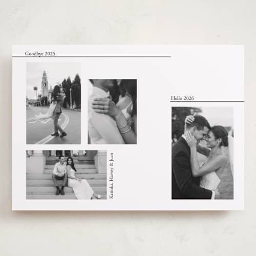 This is a silk holiday photo cards with standard by Wonderfitz called new minimal year printing on recycled smooth signature in grand