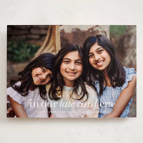 This is a cloud holiday photo cards with standard by Sara Hicks Malone called late card era printing on recycled smooth signature in grand