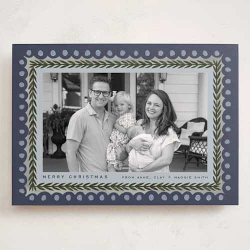 This is a juniper holiday photo cards with standard by Amy Kross called primary printing on recycled smooth signature in grand