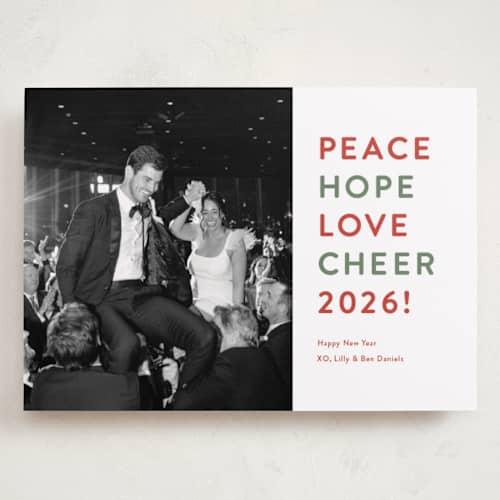This is a tomato basil holiday photo cards with standard by Carolyn MacLaren called classic fun printing on recycled smooth signature in grand