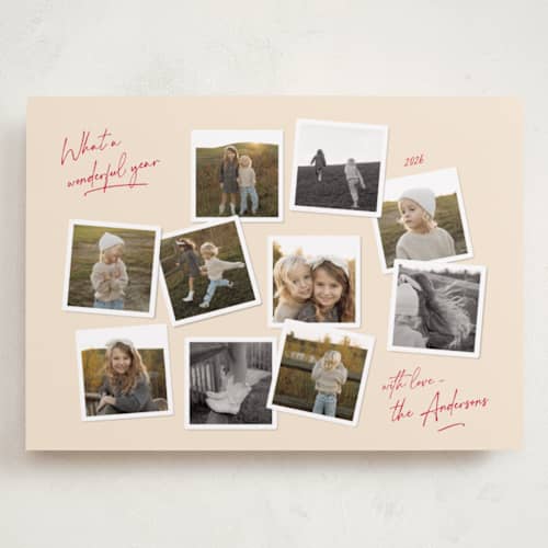 This is a berry holiday photo cards with standard by Lisa McLean called vintage collage printing on recycled smooth signature in grand