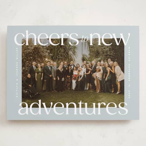 This is a ice holiday photo cards with standard by Owl and Toad called cheers to new printing on recycled smooth signature in grand