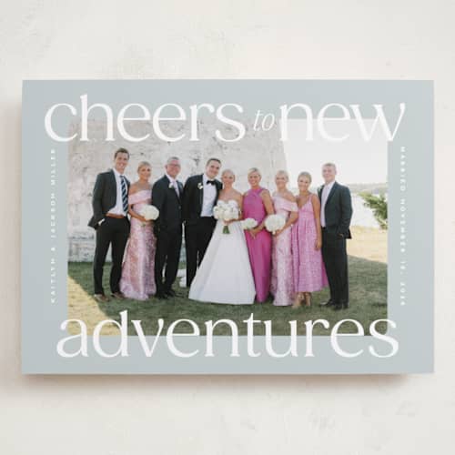 This is a ice holiday photo cards with standard by Owl and Toad called cheers to new printing on recycled smooth signature in grand