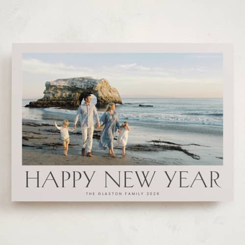 This is a parchment holiday photo cards with standard by Nicole Walsh called headliner printing on recycled smooth signature in grand