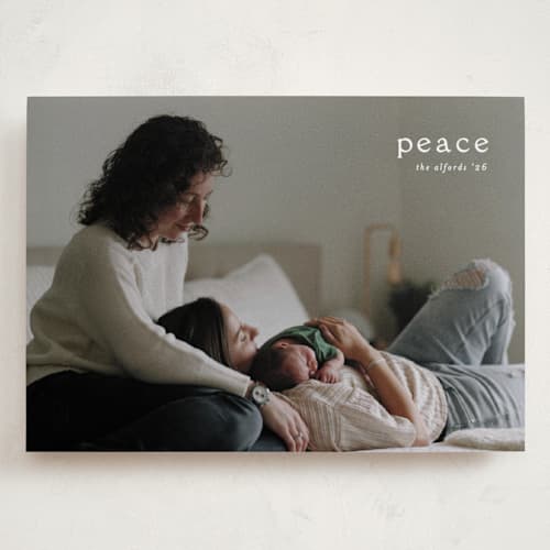 This is a snow holiday photo cards with standard by Amy Kross called emblem printing on recycled smooth signature in grand