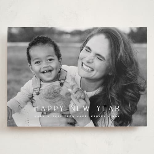 This is a snow holiday photo cards with standard by Kristie Kern called brightest blessings printing on recycled smooth signature in grand