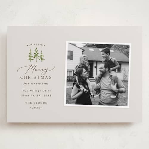 This is a slate holiday photo cards with standard by Everett Paper Goods called little pines printing on recycled smooth signature in grand